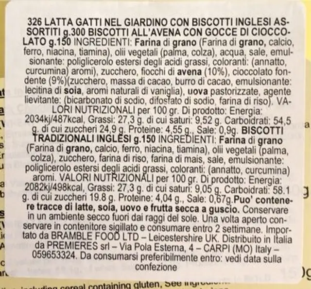 G326 gatti nel giardino biscotti inglesi nutrition facts table