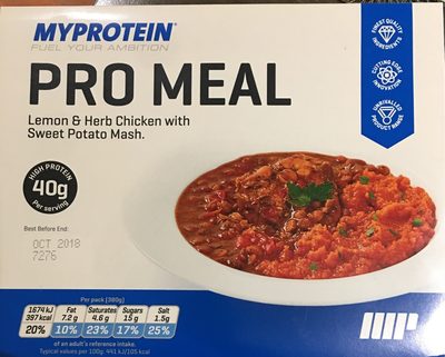 Lemon & Herb Chicken with Sweet Potato Mash front packaging