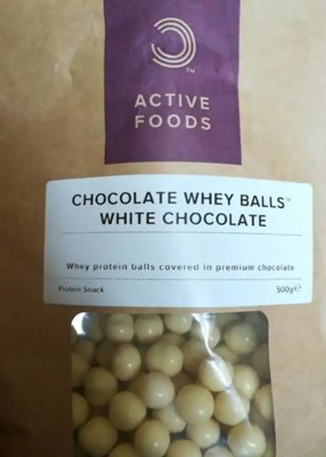 Chocolate whey balls front packaging