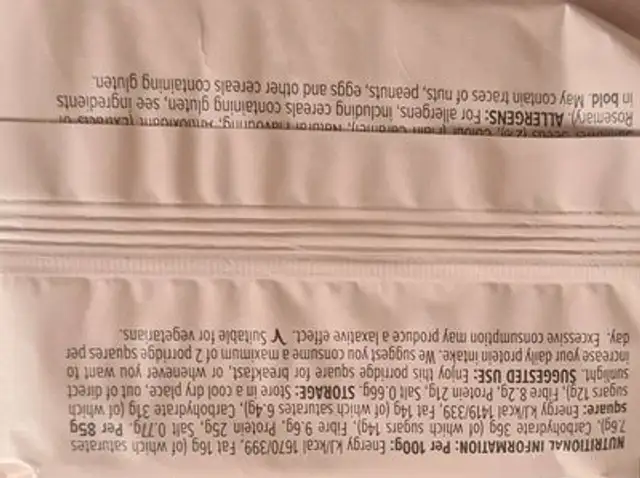 Porridge square apricot et yoghurt nutrition facts table