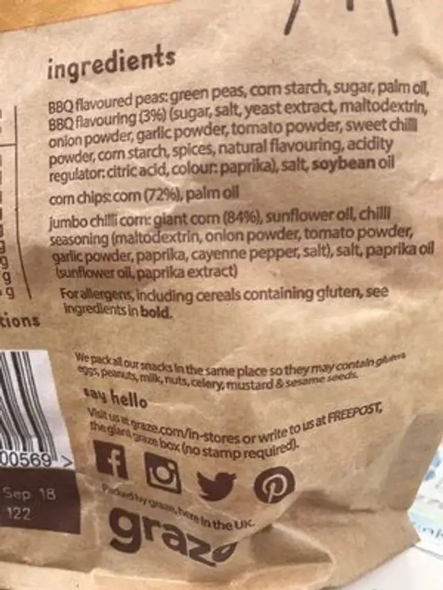 Smoky Barbecue Crunch ingredients label