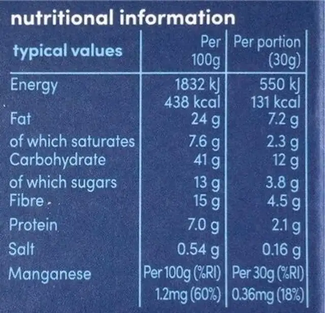 Lemon Blueberry Superfood Bites with Baobab and Whole Oats nutrition facts table