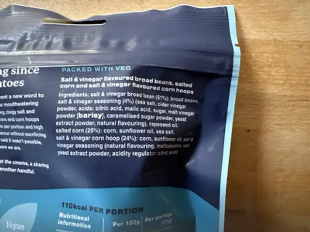 Salt & Vinegar (crunch) ingredients label