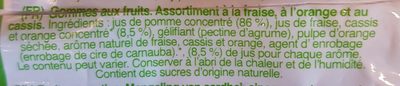 Fruitickles Bag Frozen ingredients label