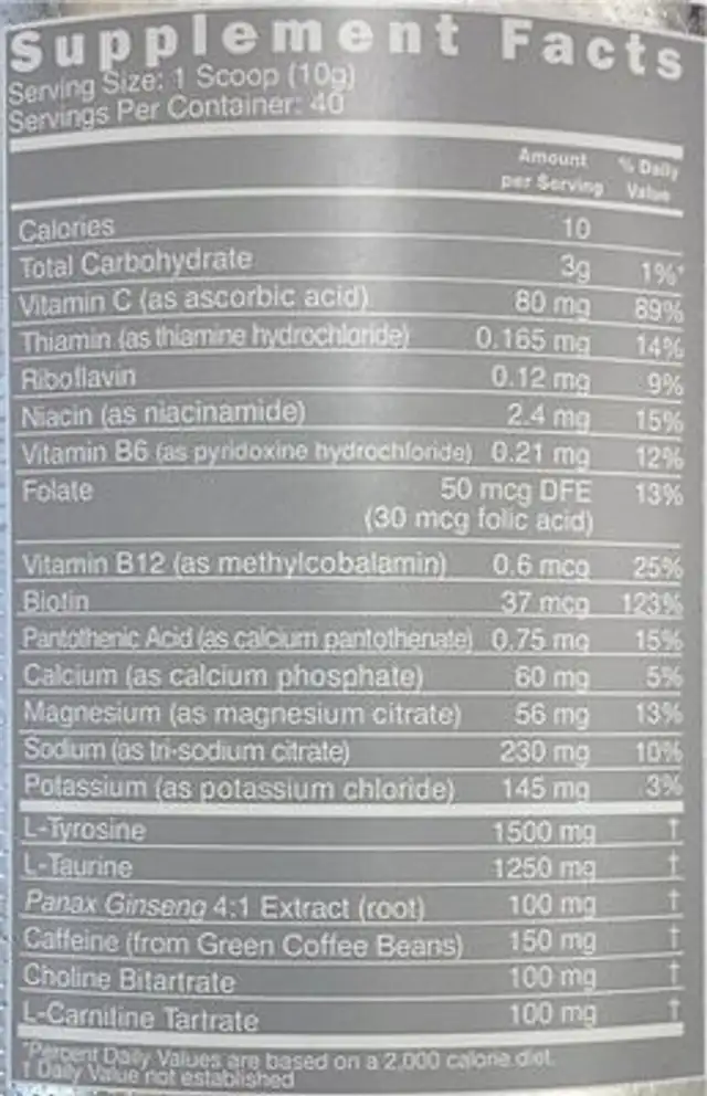 Blizzard nutrition facts table