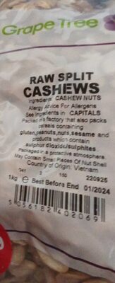 Raw split cashews