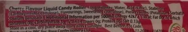 Cherry Flavour Liquid Candy Roller imp nutrition facts table