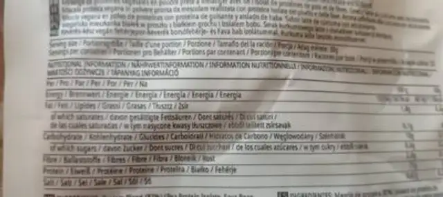 Vegan protein blend nutrition facts table