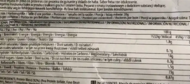 Vegan protein blend nutrition facts table