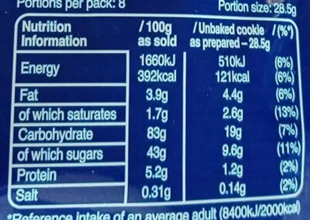 Milky-way magic stars cookie mix nutrition facts table