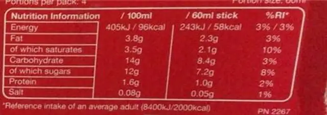 Skittels stix nutrition facts table