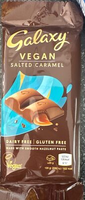 Galaxy DAIRY FREE SALTED CARAMEL GLUTEN FREE MADE front packaging