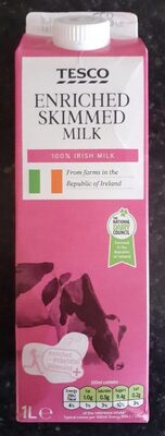 Enriched skimmed milk front packaging