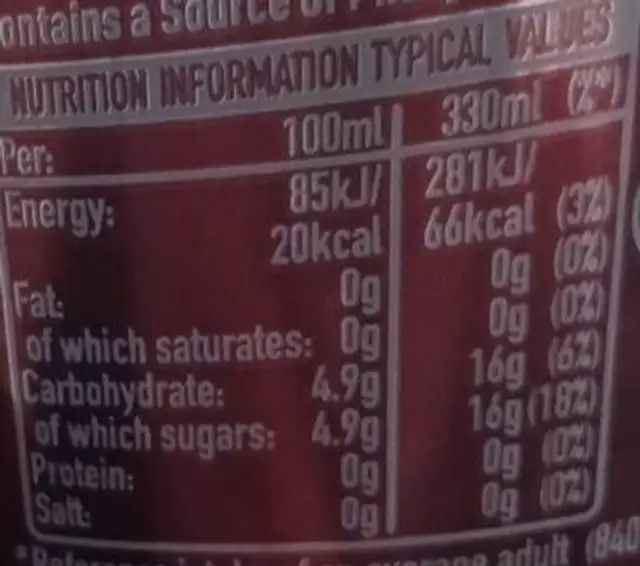 Dr pepper nutrition facts table