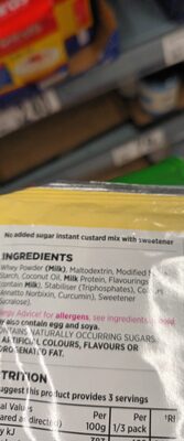 No added sugar instant custard mix