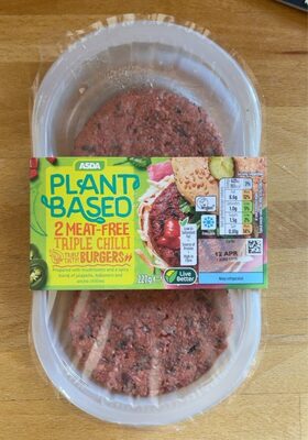 Plant based meat free triple chilly burgers