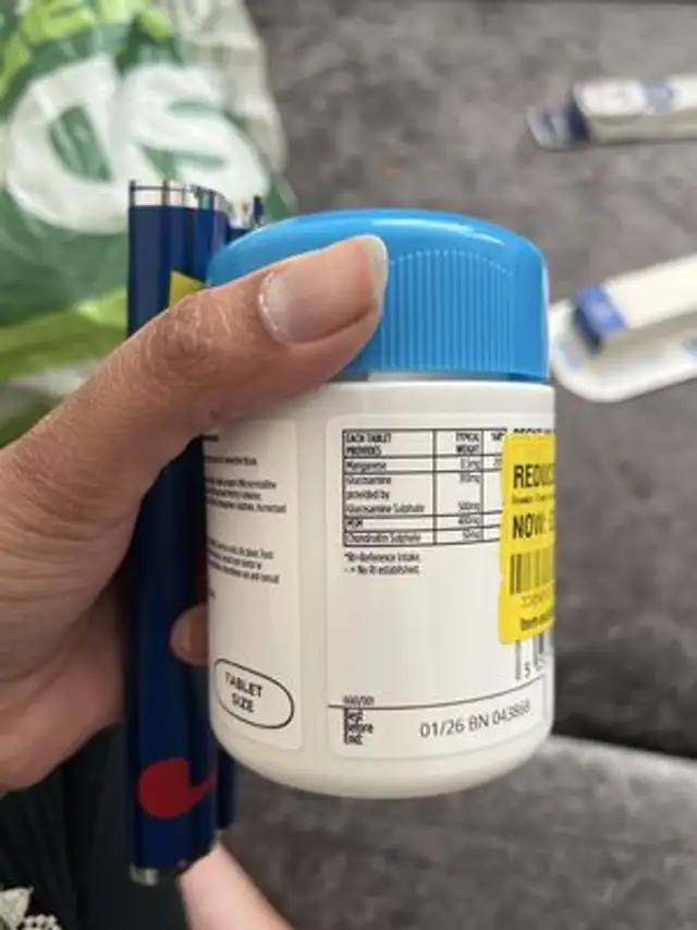 Glucosamine, msm & chrondoitin ingredients label