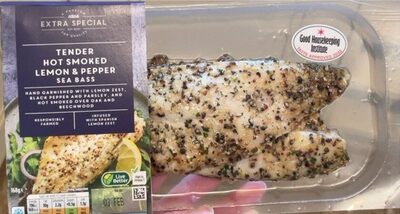 Tender hot smoked lemon and pepper sea bass