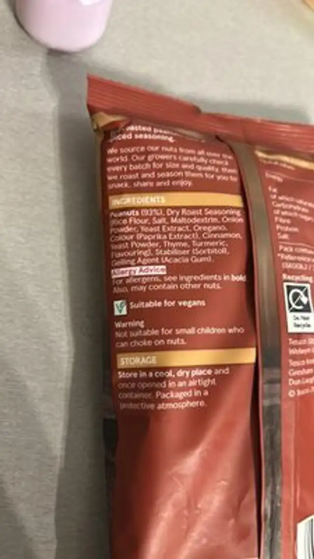 Dry Roasted Peanuts ingredients label