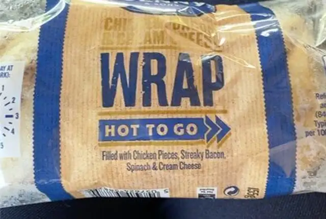 Chicken, bacon and cream cheese hot to go wrap