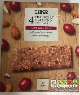 Cranberry & Almond, Date bars front packaging