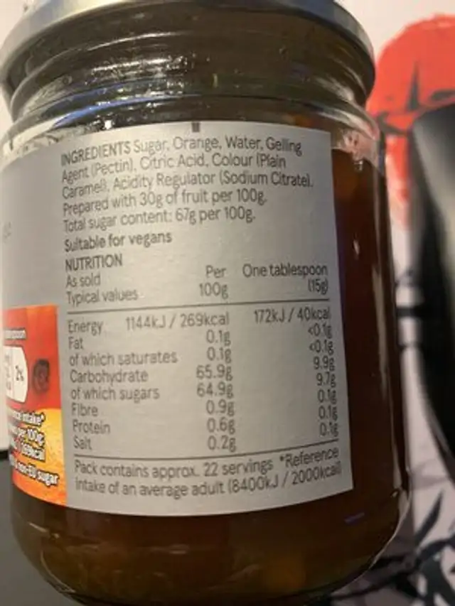 marmalade ingredients label