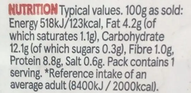 Chicken & Pasta Bake nutrition facts table