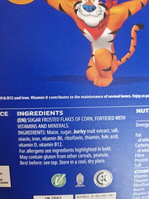 Frosties ingredients label