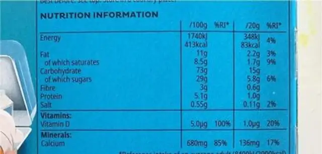 Rice krispies nutrition facts table