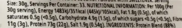 Vegan protein blend nutrition facts table