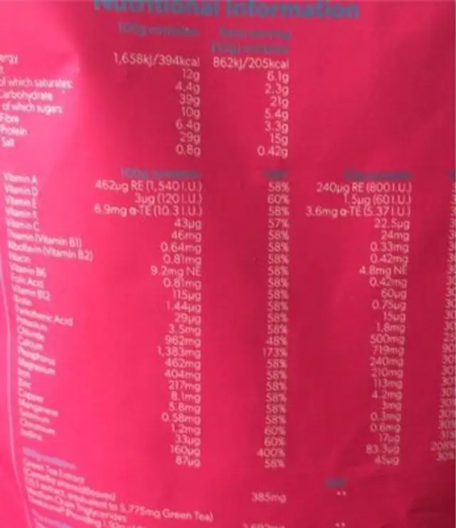 Slim expert meal replacement shake nutrition facts table