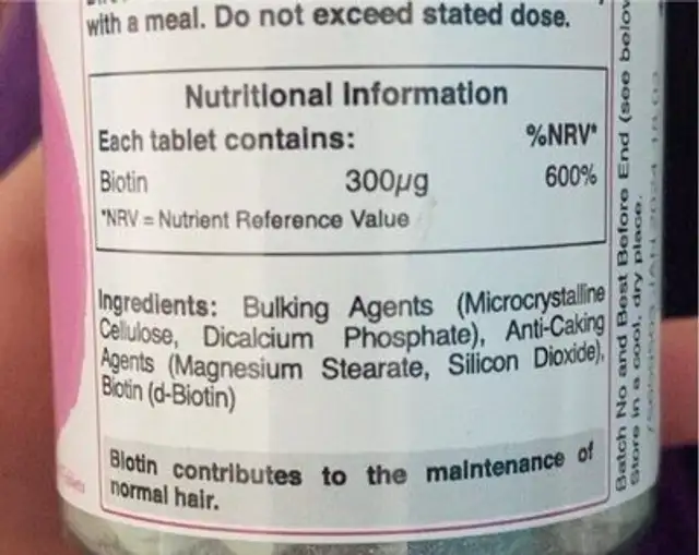 Biotin nutrition facts table