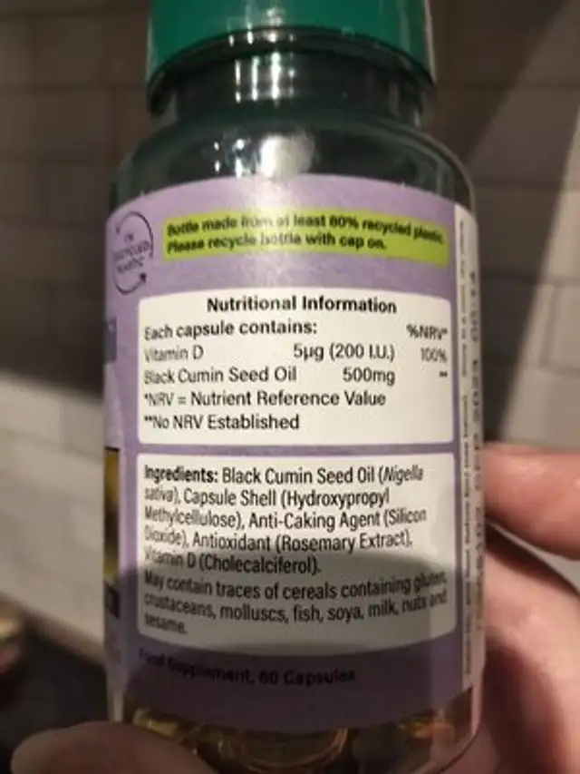 black seed oil ingredients label