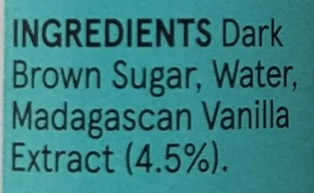 Madagascan Vanilla Extract ingredients label