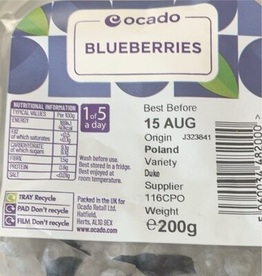 Blueberries front packaging