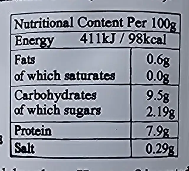 Garlic Puree nutrition facts table