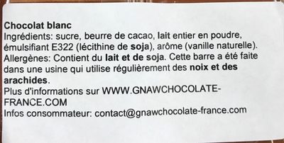 white chocolate ingredients label