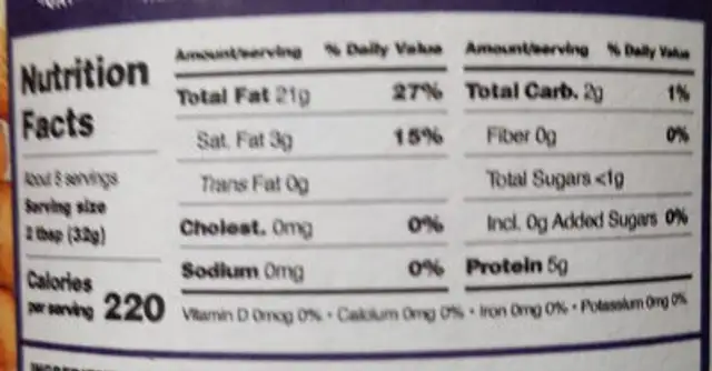 Organic Raw Walnut Butter 250g nutrition facts table