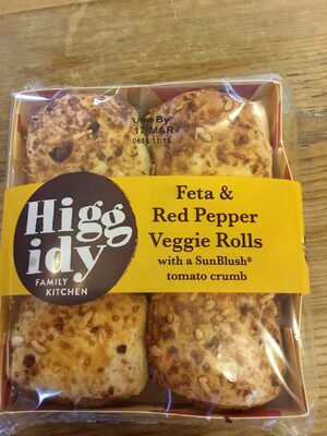 Feta & Red pepper veggie rolls front packaging