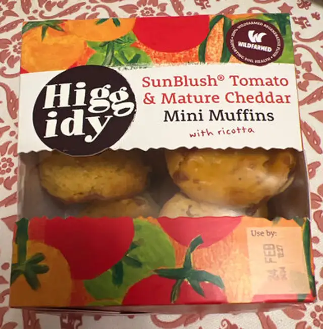 Sunblush tomato & cheddar mini muffins front packaging