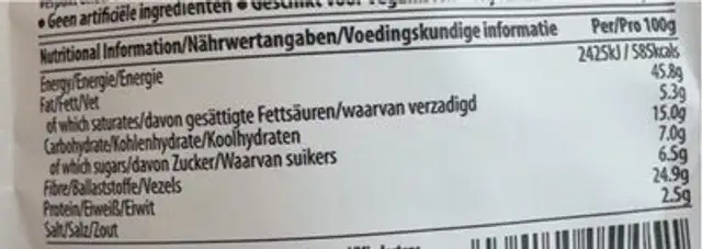 Salt crust peanuts nutrition facts table