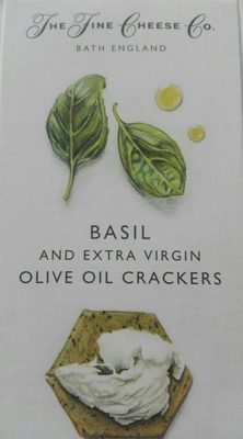 Basil and extra virgin olive oil crackers front packaging