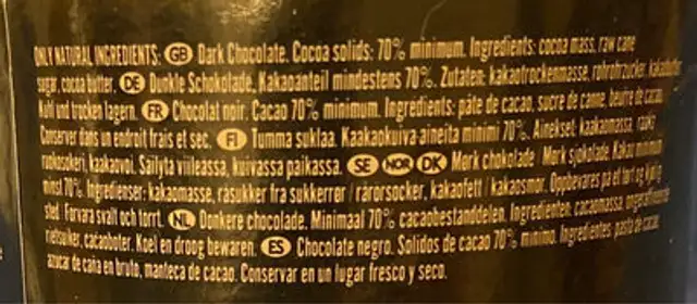 Chef’s Drops ingredients label