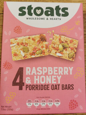 Raspberry & Honey Porridge Oat Bars 4 x (200g)