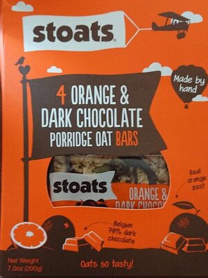 Orange & dark chocolate porrige oat bars front packaging