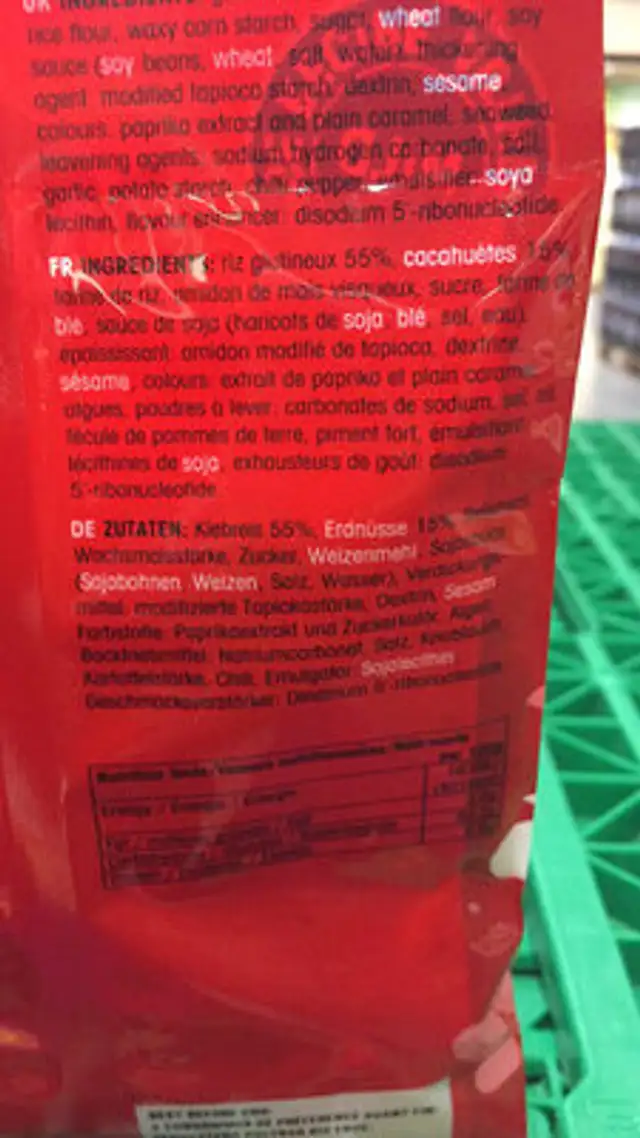 Arare mix ingredients label
