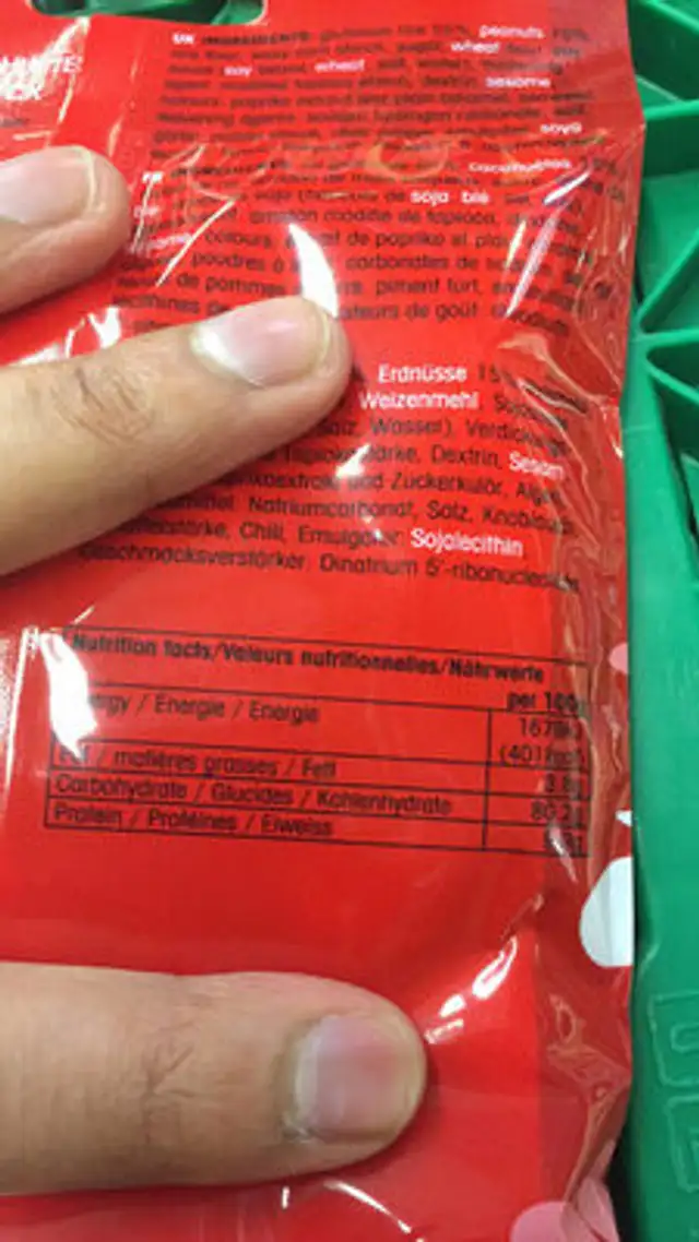 Arare mix nutrition facts table