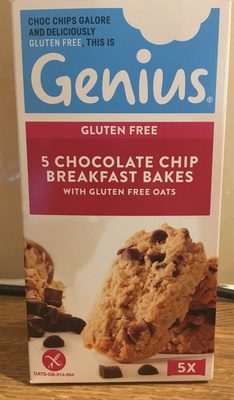 Genius Gluten Free Breakfast Bakes, Chocolate Chip & Oat front packaging