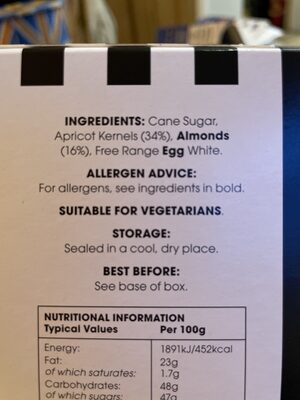 amaretti ingredients label