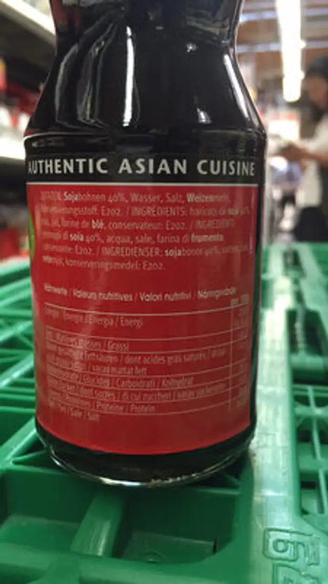 Premium soy sauce ingredients label